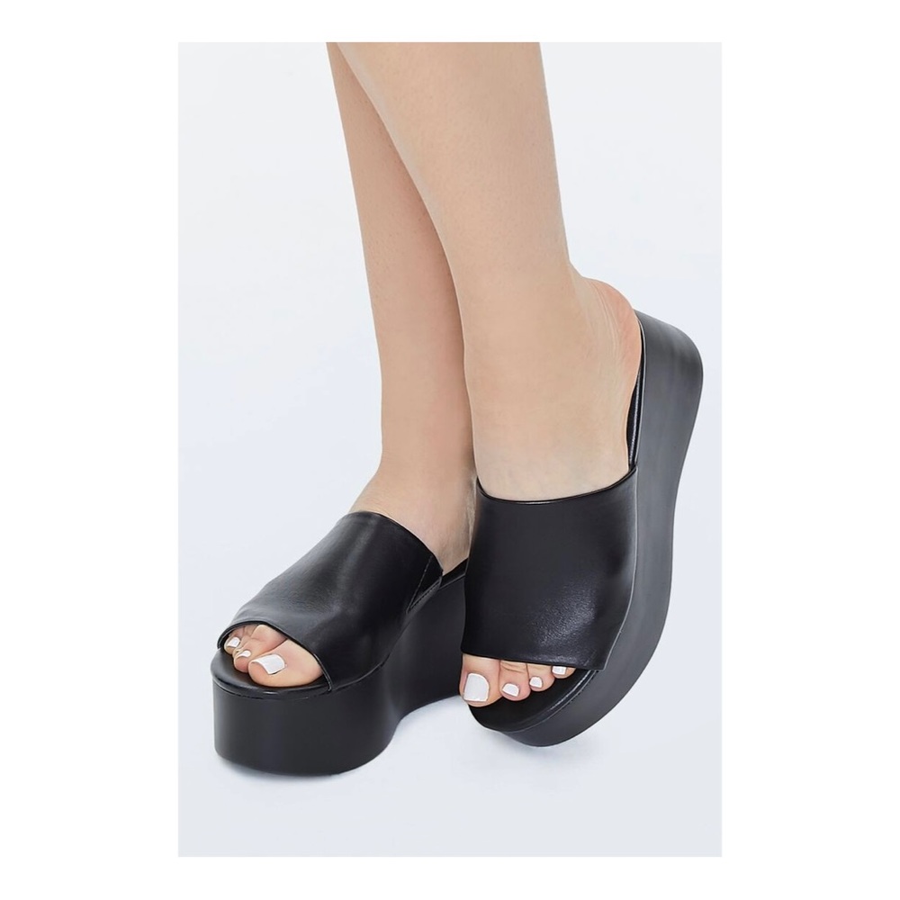 Faux Leather Platform Wedges